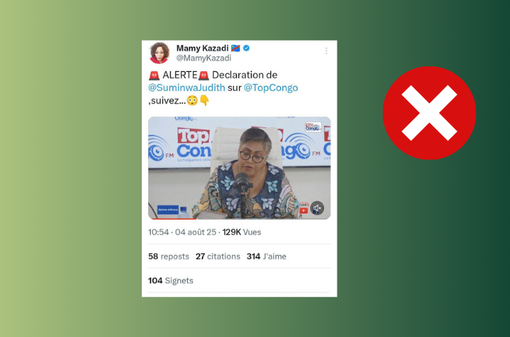 🎧 En RDC, une fausse vidéo de la première ministre Judith Suminwa, fabriquée avec l’IA, affole les réseaux sociaux