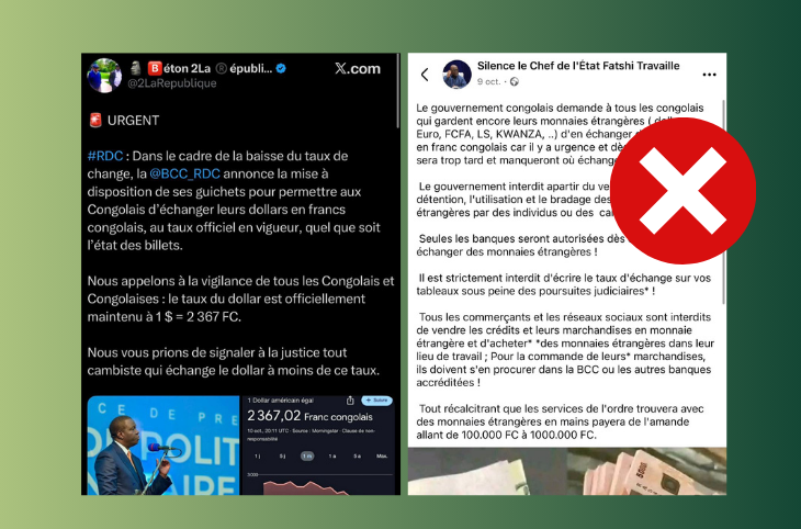 🎧 NON ! L'utilisation du dollar n’est pas interdit et la BCC n’a pas ouvert de guichet de change