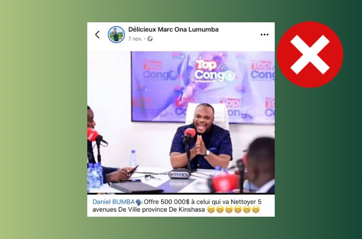 🎧 Non, Daniel Bumba n’a pas annoncé une prime pour la salubrité des avenues à Kinshasa